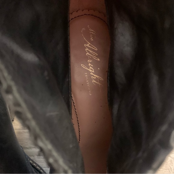 Anthropologie Miss Albright Philadelphia Front Zipper Leather Peep Toe Booties - Picture 7 of 15